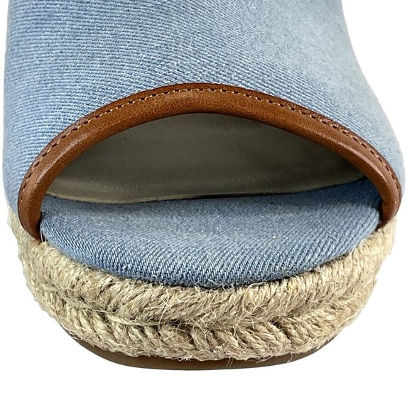 Isaac Mizrahi Shoes Womens Sz 10 Blue Espadrille Erinn 2 Chambray Denim Wedge - Picture 4 of 14